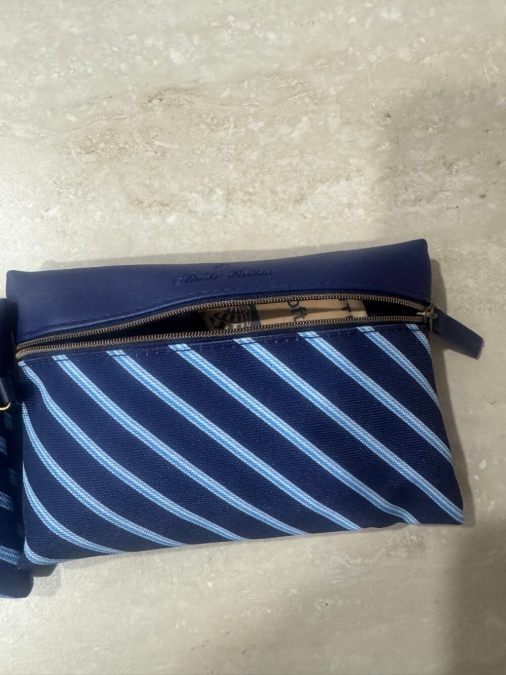 United Airlines Brooks Brothers Amenity Kit Blue Stripe Set of 2 New